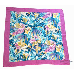 Diane Von Furstenberg Italy 100% Cotton Scarf 30" Square Pink Multi Floral